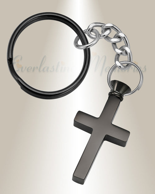Black Remembrance Cross Memorial Keychain