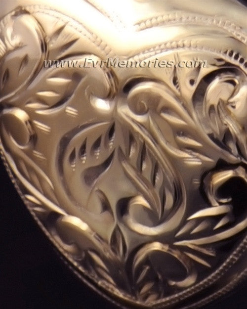 Etched Heart Jewelry Urn -14K Gold Plated