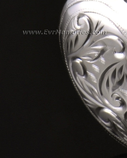 14k White Gold Etched Heart Cremation Keepsake