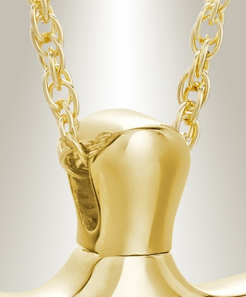 14K Gold Plated Kester Cross Cremation Urn Keepsake