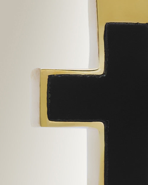 14K Gold Plated Cross with Onyx Stone Funeral Jewelry
