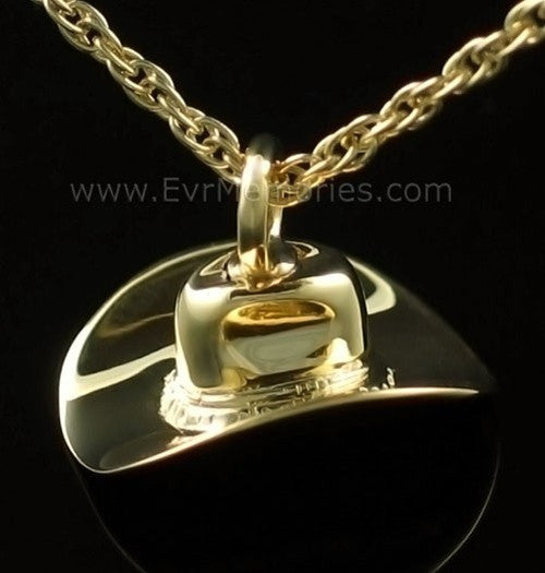 14K Gold Plated Hat Keepsake Cremation Urn Keepsake
