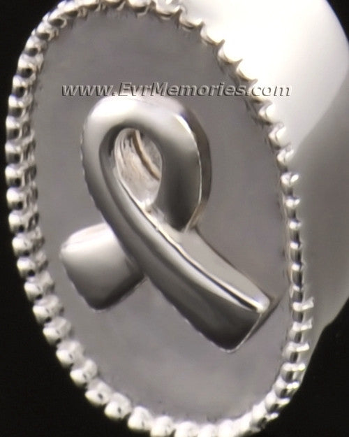 14k White Gold Breast Cancer Ribbon Cremation Keepsake