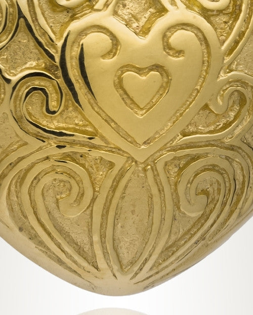 14K Gold Plated Filigree Love Heart Cremation Keepsake