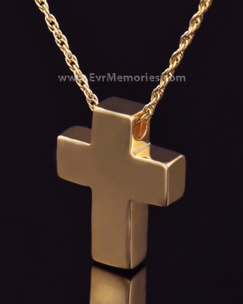 14K Gold Plated Sliding Cross Memorial Locket