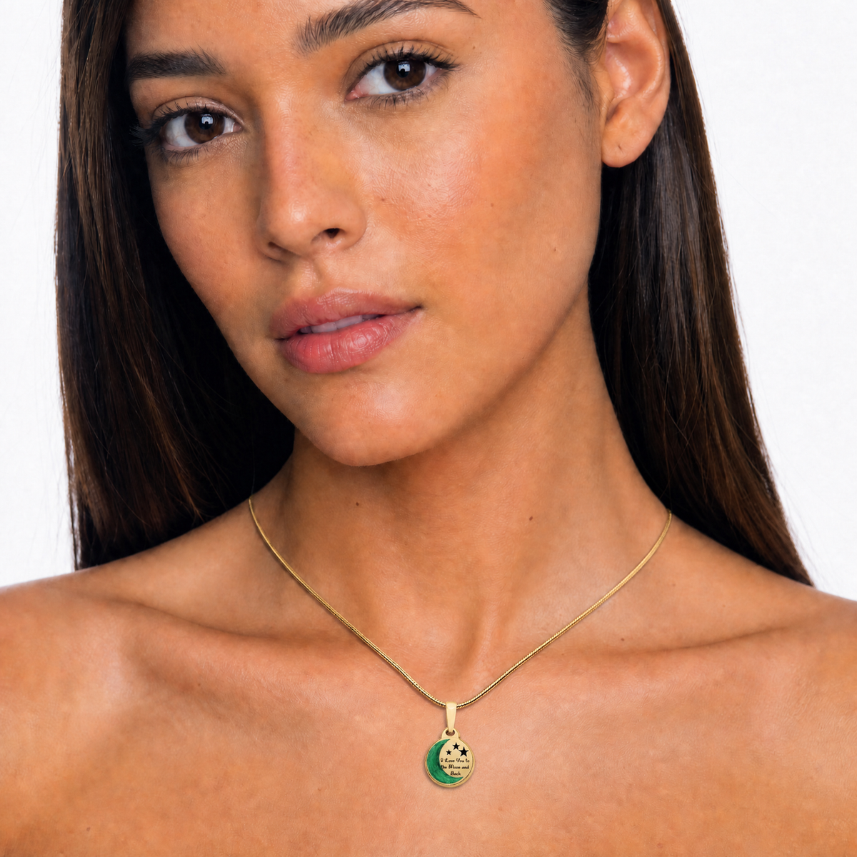 Solid 14K White Gold Love You To The Moon with Opal Blue Waters Ash Resin Jewelry