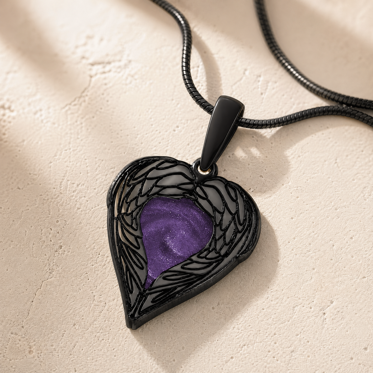 Paradise Black Finish Heart Ash Resin Jewelry