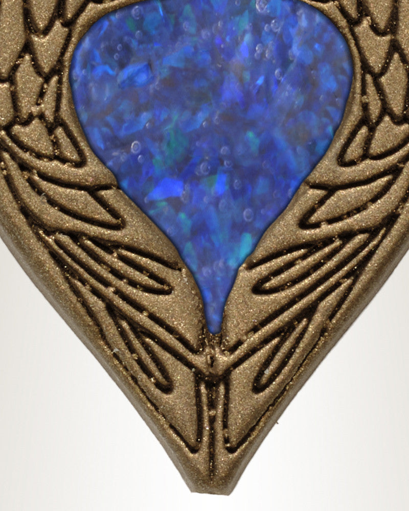Paradise Bronze Finish Heart with Opal Blue Waters Ash Resin Jewelry