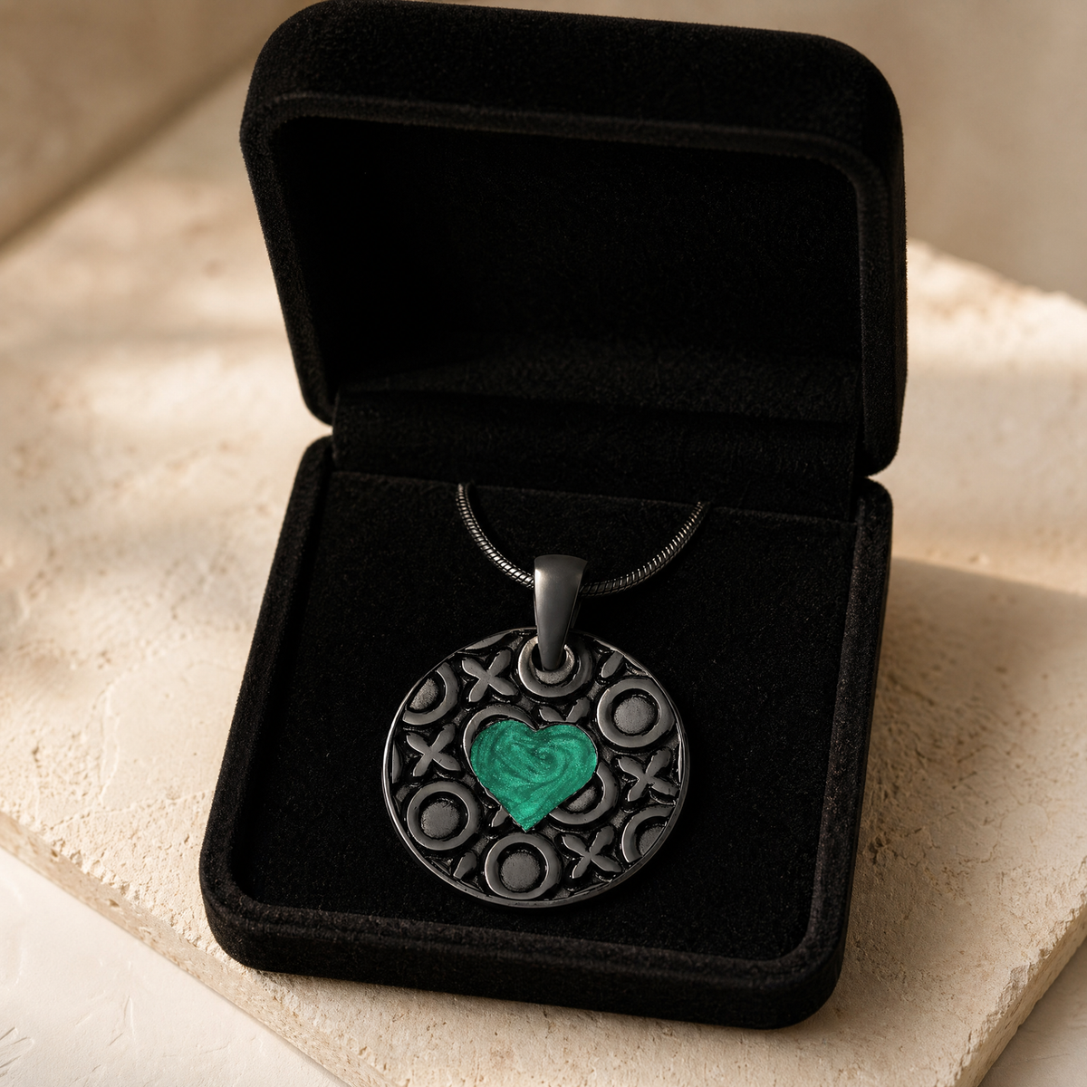 Elaborate Round Black Finish Ash Resin Jewelry