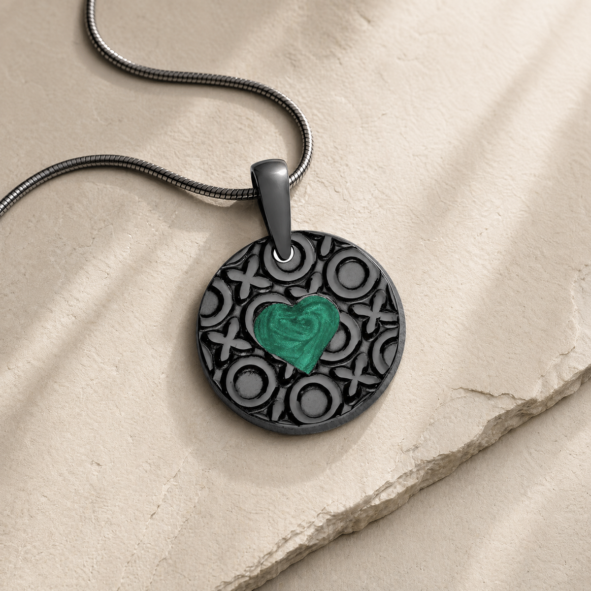 Elaborate Round Black Finish Ash Resin Jewelry