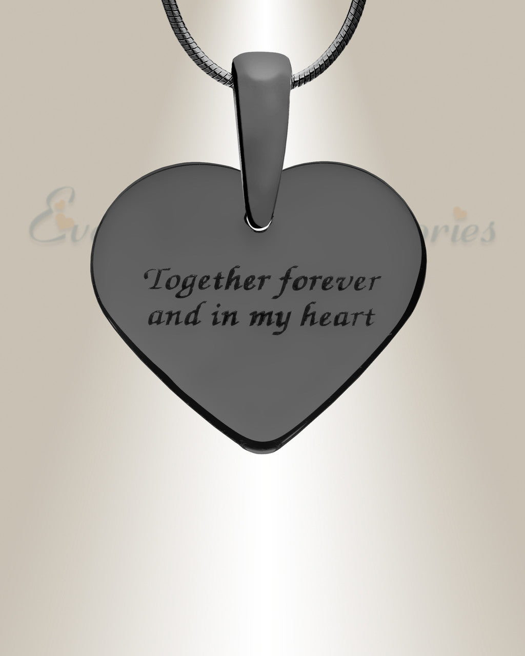 Lined Heart Black Finish Ash Resin Jewelry