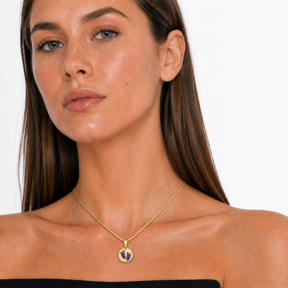 Lasting Imprint Round Gold Plated with Lilac Ash Resin Jewelry