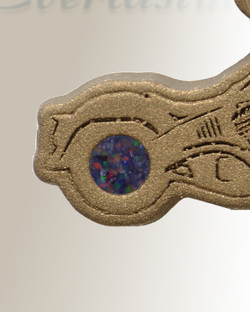 Riding Along Bronze Finish with Black Flame Opal Ash Resin Jewelry