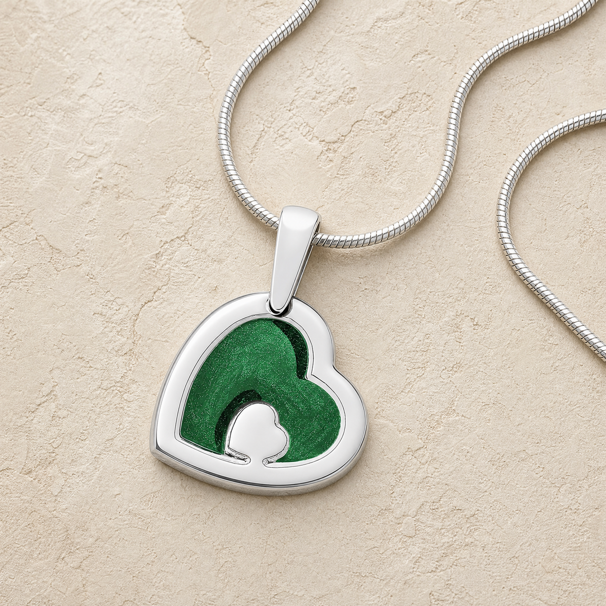 Two Of A Kind Heart Sterling Silver with Seafoam Ash Resin Jewelry