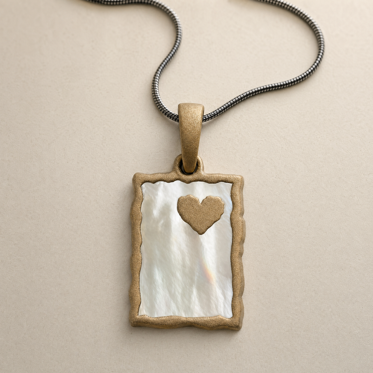 Adored Rectangle Bronze Finish with Cream Ash Resin Jewelry