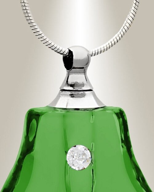 Glass Locket Emerald Trickle Cremains Locket