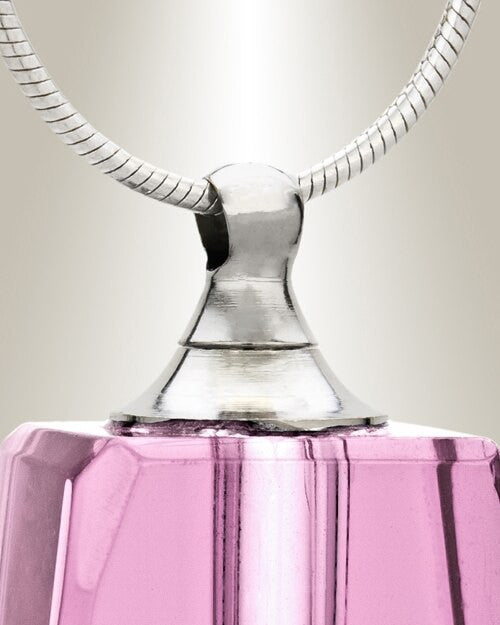 Glass Locket Pink Tribute Cremation Ash Jewelry