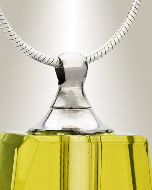 Glass Locket Yellow Tribute Memorial Urn Pendant