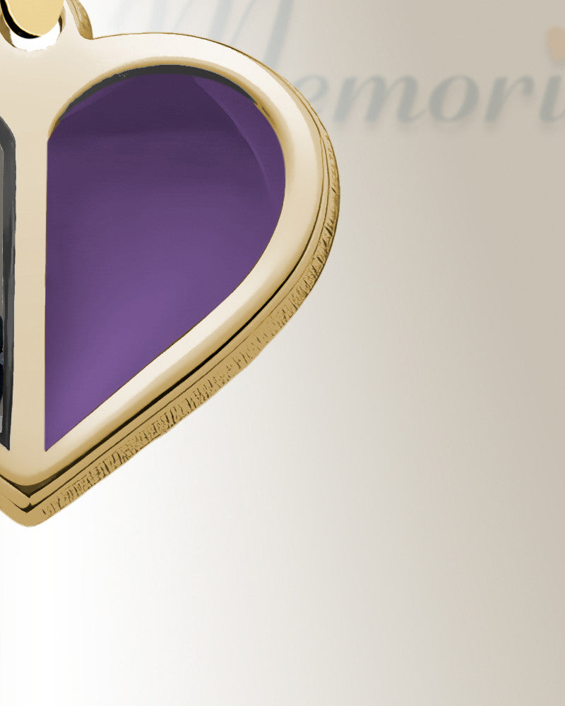Two Heart 14K Gold Picture Pendant With Wine Ashes