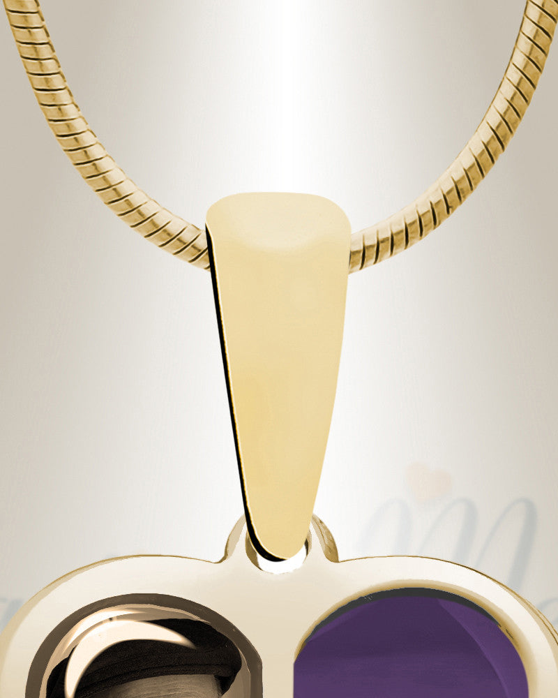Two Heart 14K Gold Picture Pendant With Wine Ashes