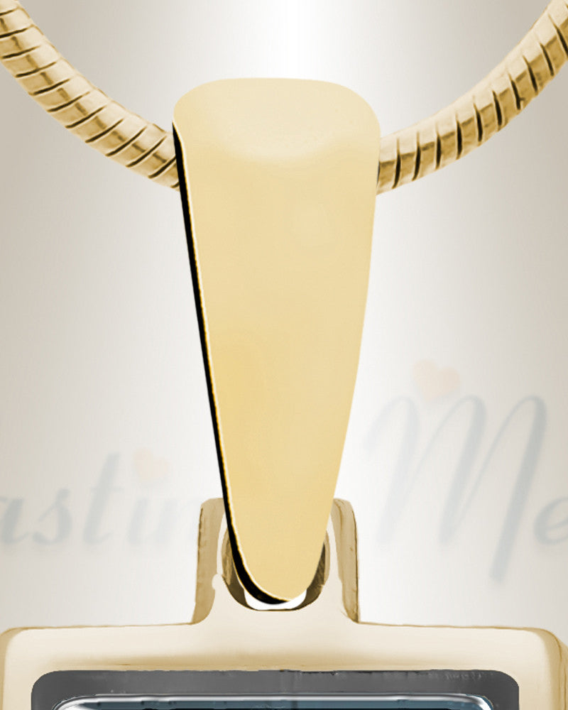 Rectangle 14K Gold Picture Pendant With Garnet Ashes