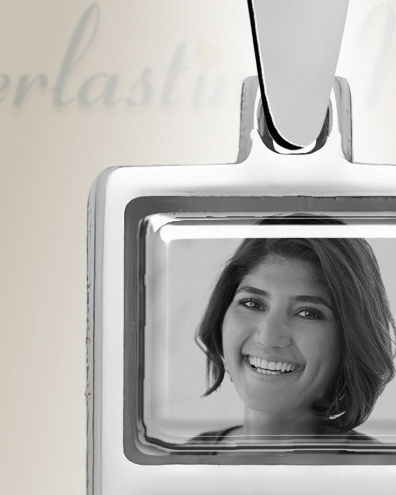 Rectangle Sterling Silver Picture Pendant With Fir Ash Resin Jewelry