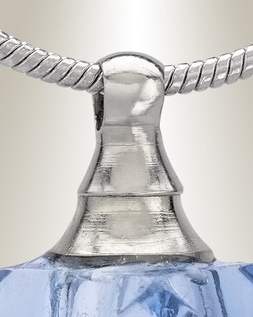 Glass Locket Blue Cubix Cremation Jewelry
