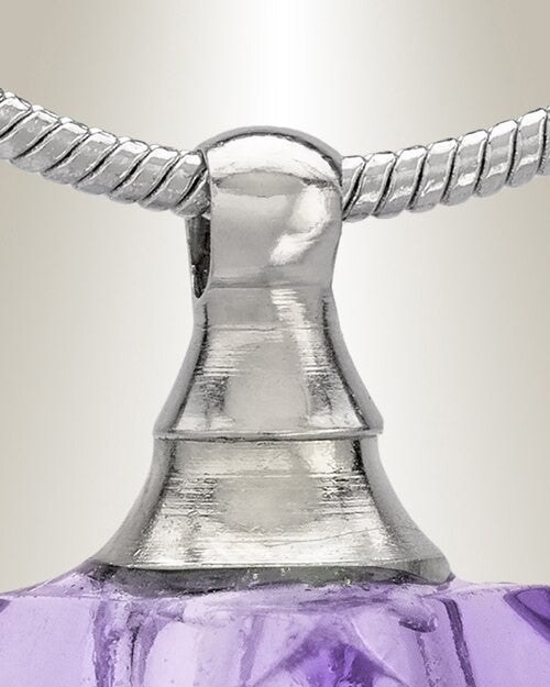 Glass Locket Violet Cubix Cremation Jewelry