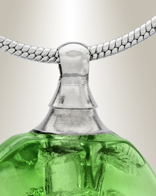 Glass Locket Green Leaf Cremation Jewelry
