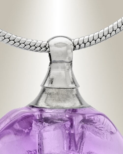 Glass Locket Violet Leaf Cremation Jewelry