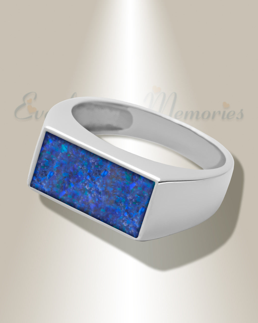 Men's Sterling Silver Drexel Ash Ring with Opal Blue Waters