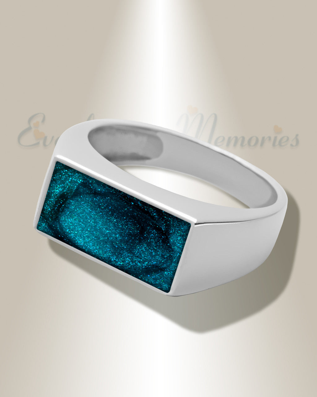 Men's Sterling Silver Drexel Ash Ring with Aqua