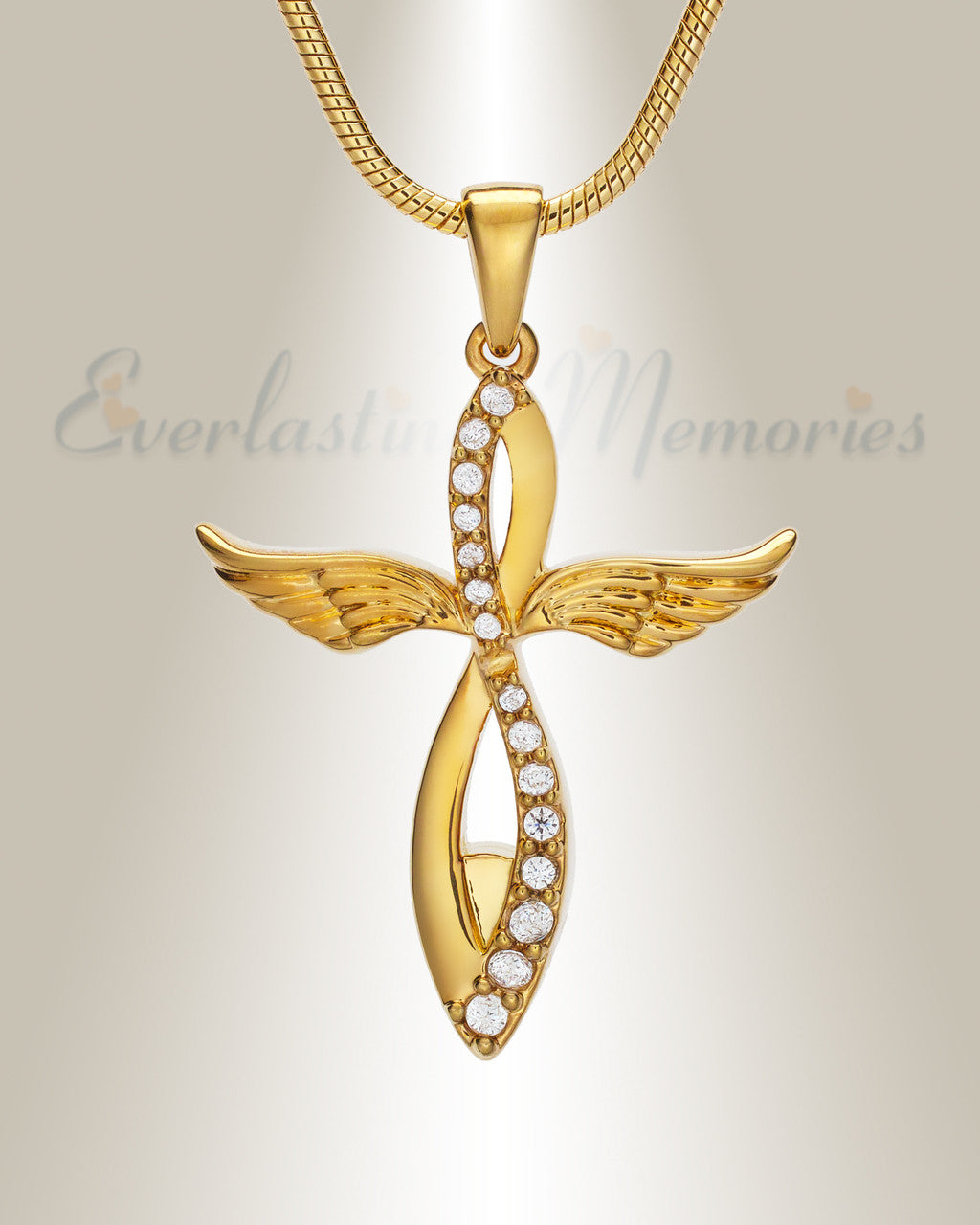 Gold Splendor Cross Urn Pendant
