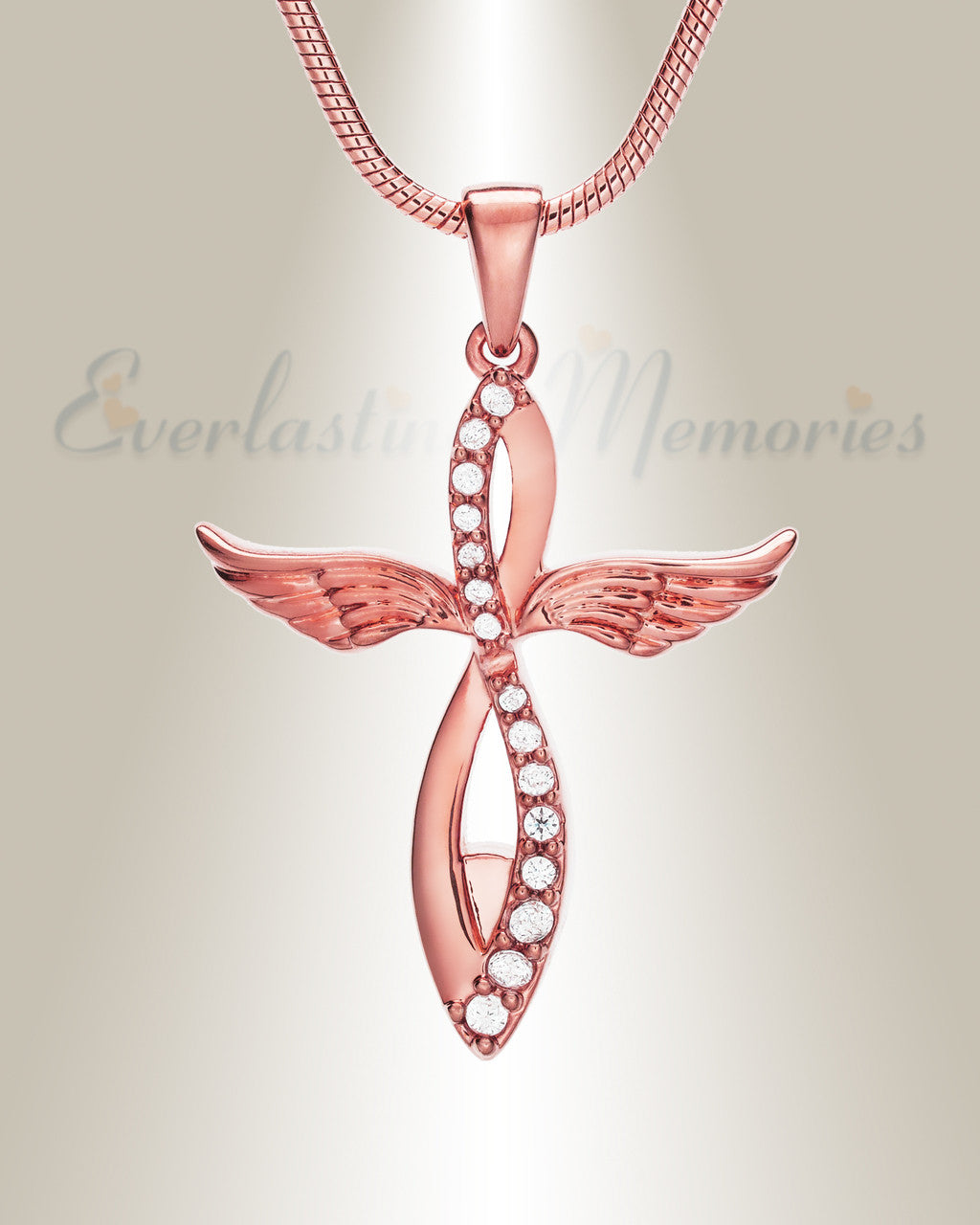Rose Gold Splendor Cross Urn Pendant