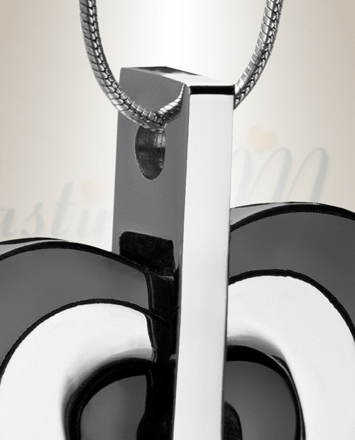 Black and Silver Sincere Heart Urn Pendant