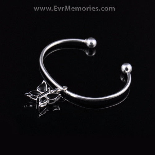 Sterling Silver Onyx Butterfly Cremation Bracelet