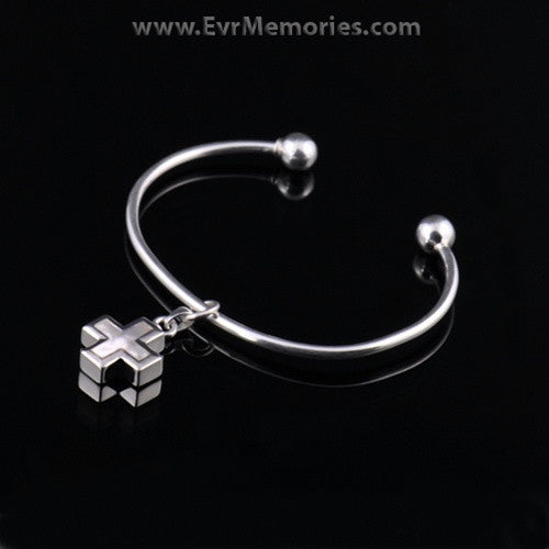 Sterling Silver Pearly Cross Cremation Bracelet