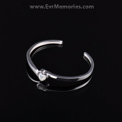 Stainless Steel Pearled Heart Cremation Bracelet