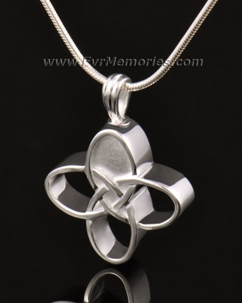 14k White Gold Celtic Cherished Cross Urn Pendant