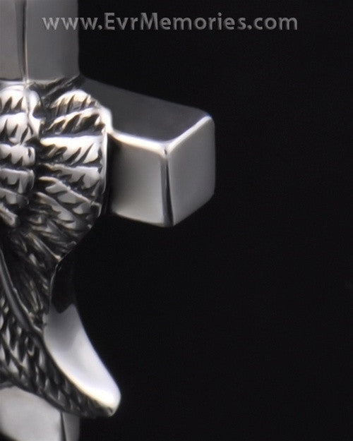 Sterling Silver Angelic Cross Cremation Charm
