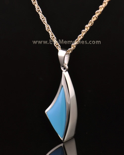 14k White Gold Turquoise Sail Away Funeral Jewelry