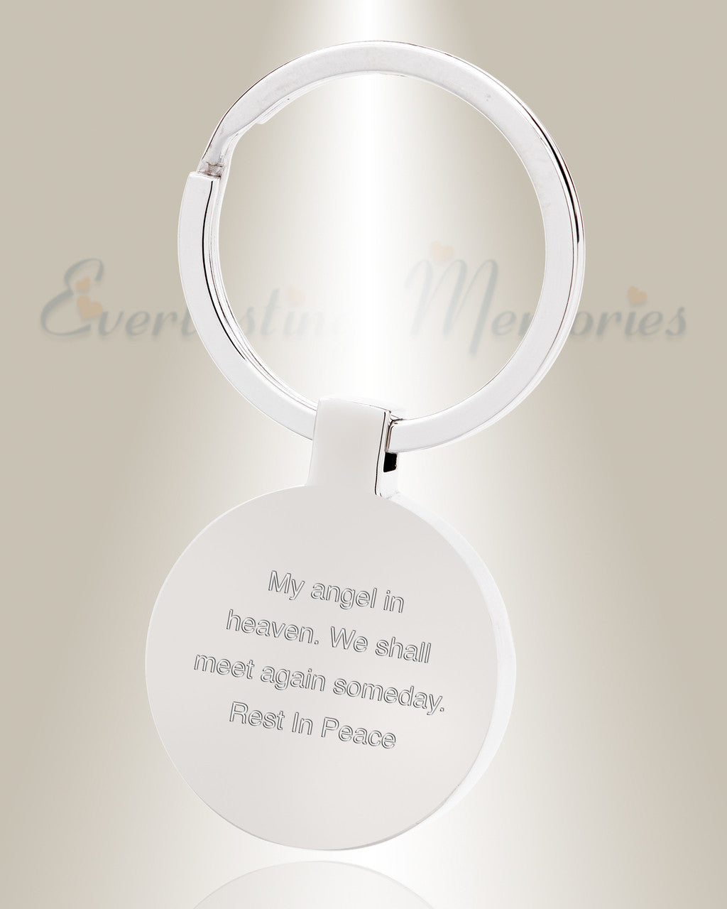 Cremation Round Photo Engraved Stainless Steel Keychain