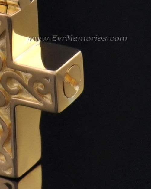 Gold Plated Carved Cross Urn Jewelry