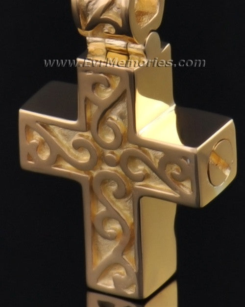 Gold Plated Carved Cross Urn Jewelry