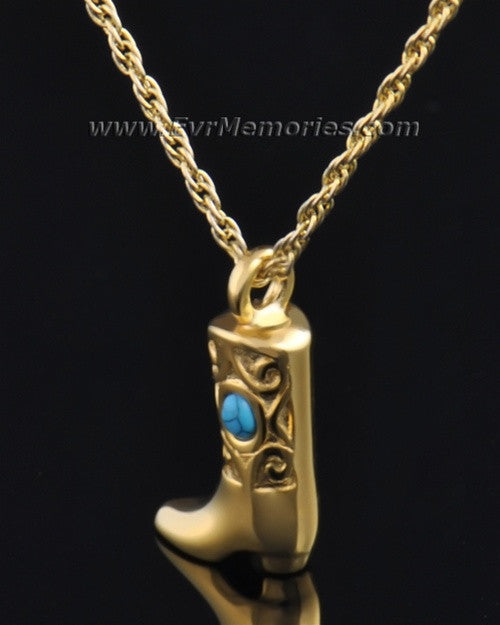 Gold Plated Western Boot Urn Jewelry