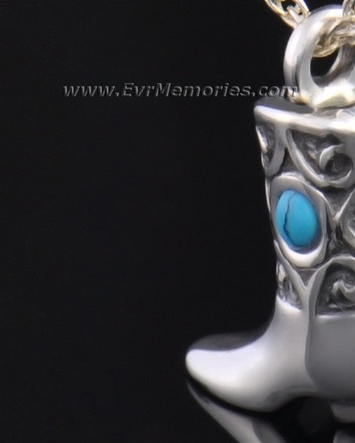 Silver Western Boot Jewelry Pendant