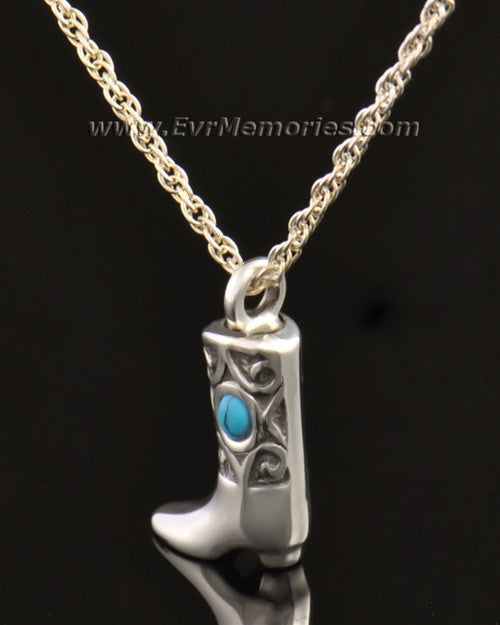 14k White Gold Western Boot Jewelry Pendant