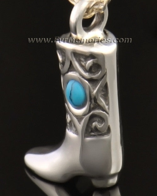 14k White Gold Western Boot Jewelry Pendant