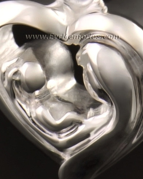 14k White Gold Together in My Heart Memorial Pendant