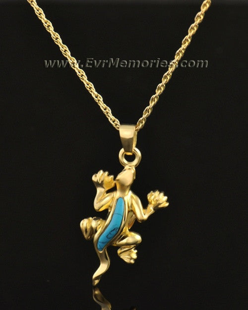 14k Gold Gallant Gecko Memorial Pendant